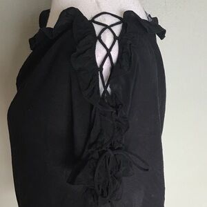 Madewell Women's Black Lace-up Ruffle Sleeve Top